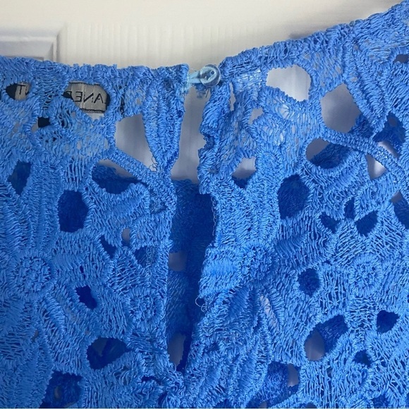 Lane Bryant Crochet Lace Short Sleeve Blouse Blue Floral Feminine Sz 26 Plus - Picture 10 of 10